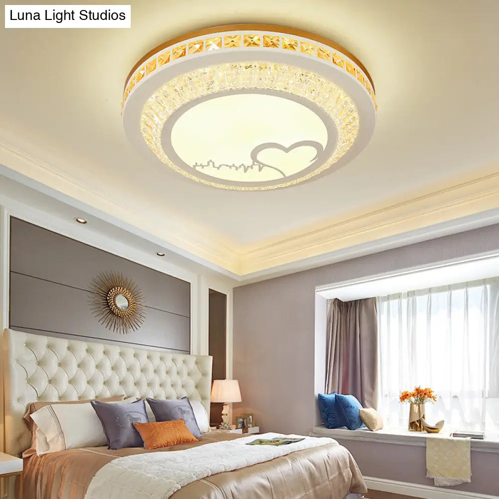 DecorBites™ DecorBites™ Modern Circular Flushmount LED Ceiling Light with Clear Crystal and Fun Patterns – Ideal for Bedroom