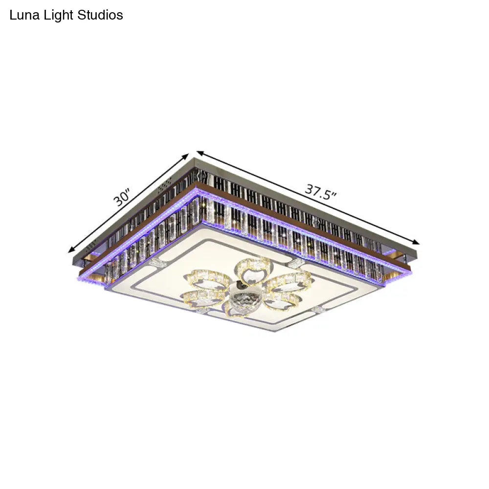 DecorBites™ DecorBites™ Modern Clear Crystal Block Flush Mount LED Ceiling Light Fixture with Stainless-Steel Design
