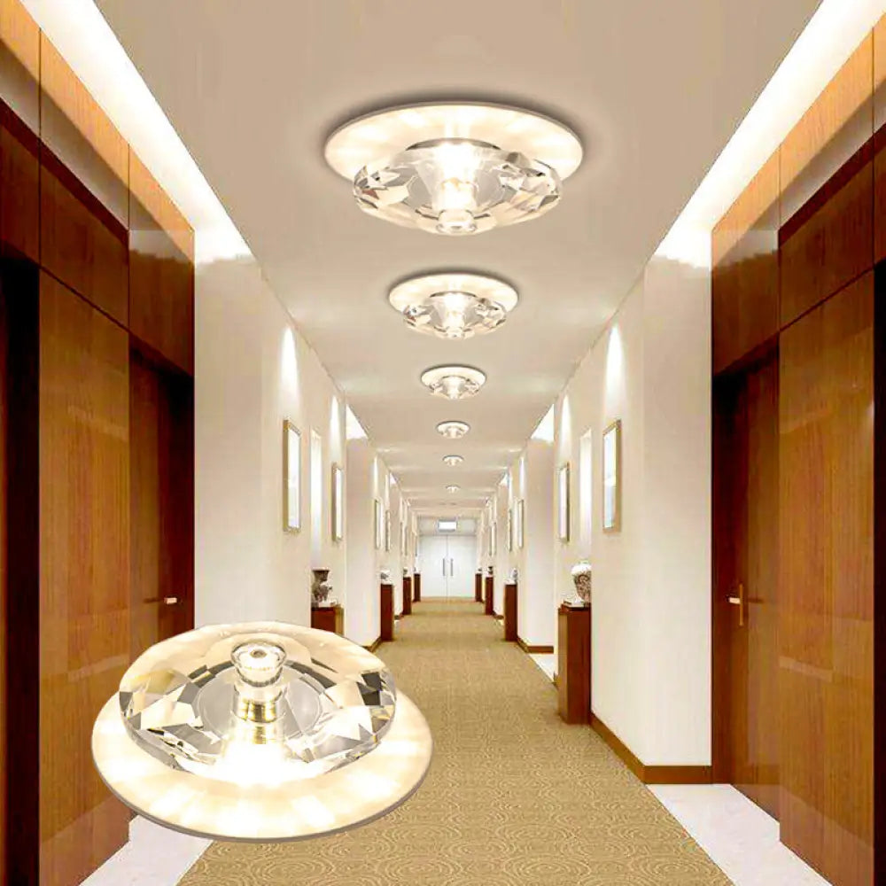 DecorBites™ DecorBites™ Modern Clear Crystal Diamond LED Flush Mount Light Fixture for Porch