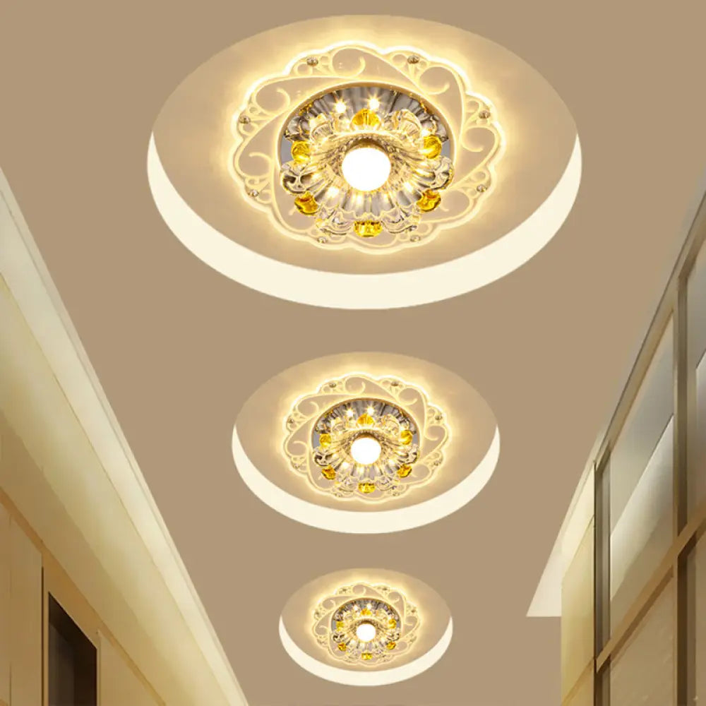 DecorBites™ DecorBites™ Modern Clear Crystal LED Ceiling Lamp for Corridor with Floral Design