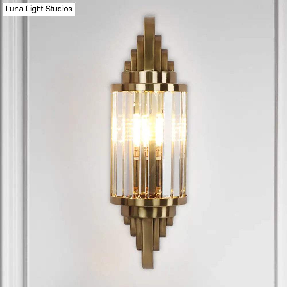 DecorBites™ DecorBites™ Modern Clear Crystal Wall Sconce - Brass Flush Mount Bedside Light