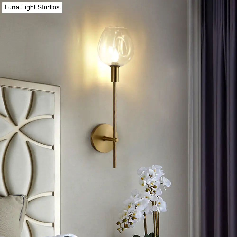 DecorBites™ DecorBites™ Modern Clear Glass Cup Sconce Light - Gold Wall Mounted Lamp with Metal Pencil Arm