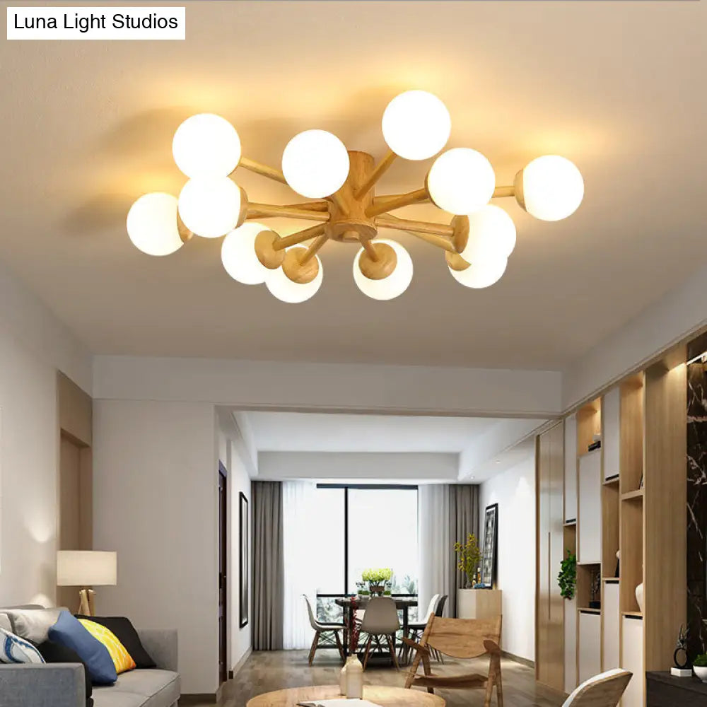 DecorBites™ Lámpara de techo empotrada Sputnik de cristal color crema moderna para sala de estar