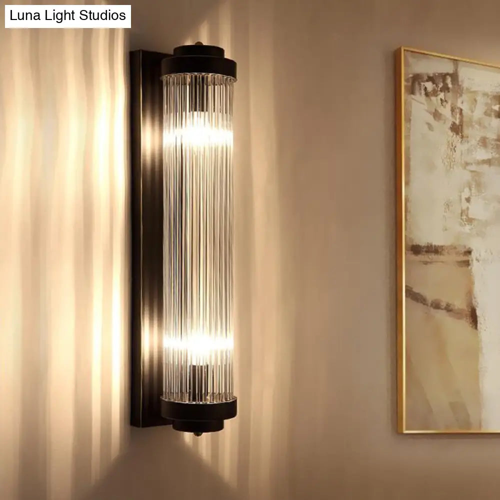 Aplique de pared DecorBites™ moderno de cristal y metal con 2 luces - Aplique de noche negro