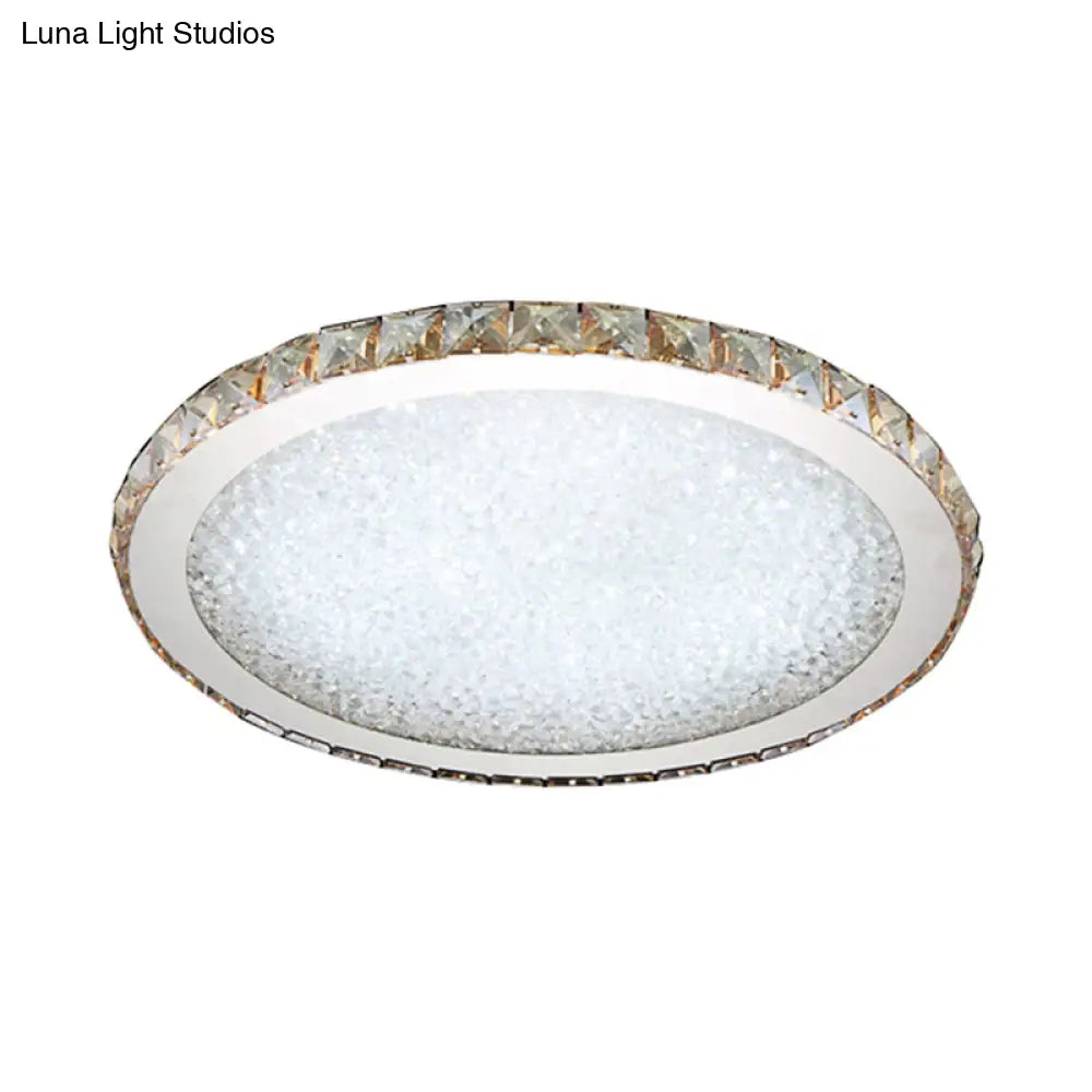 DecorBites™ DecorBites™ Modern Crystal Circular Flush Mount Light - 1-Light Clear/Amber LED Ceiling Fixture in Warm/White Light, Available in 8.5"/14"/18" Widths