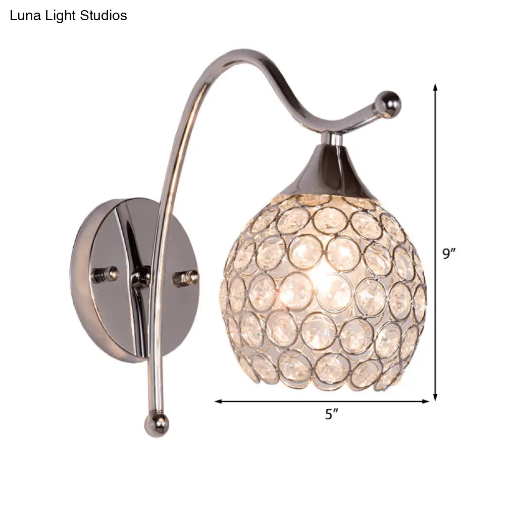 Aplique de pared DecorBites™ Modern Crystal Dome con placa posterior cromada - 1 luz, montaje en pasillo