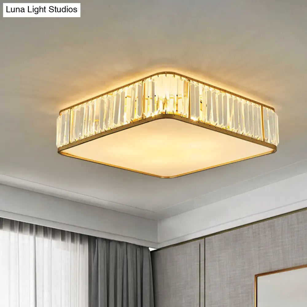 DecorBites™ DecorBites™ Modern Crystal Flush Ceiling Light - Square Design, 3/4/5 Lights, Gold Finish