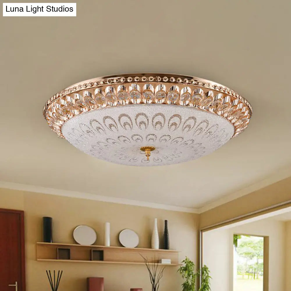DecorBites™ DecorBites™ Modern Crystal Glass LED Gold Domed Flush Mount Ceiling Light for Bedroom, 16"/19.5" Width