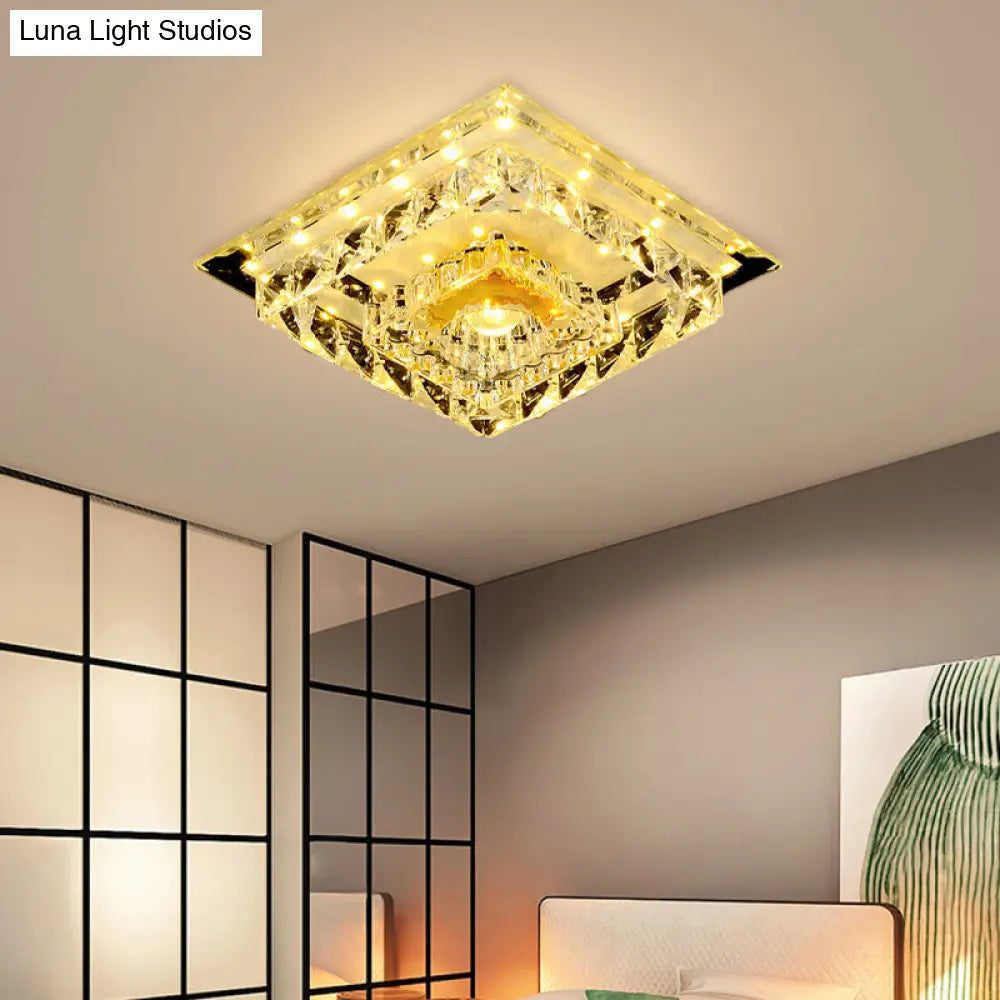 DecorBites™ DecorBites™ Modern Crystal LED Ceiling Light for Bedroom with Tiered Square Design - Warm/White Light