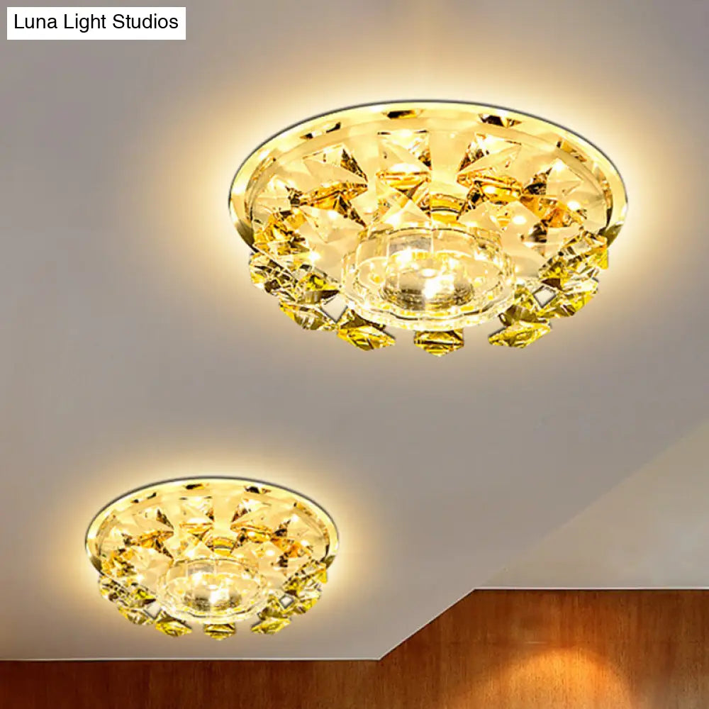 DecorBites™ DecorBites™ Modern Crystal LED Flush Light with Warm/White Lighting for Hallways or Small Spaces