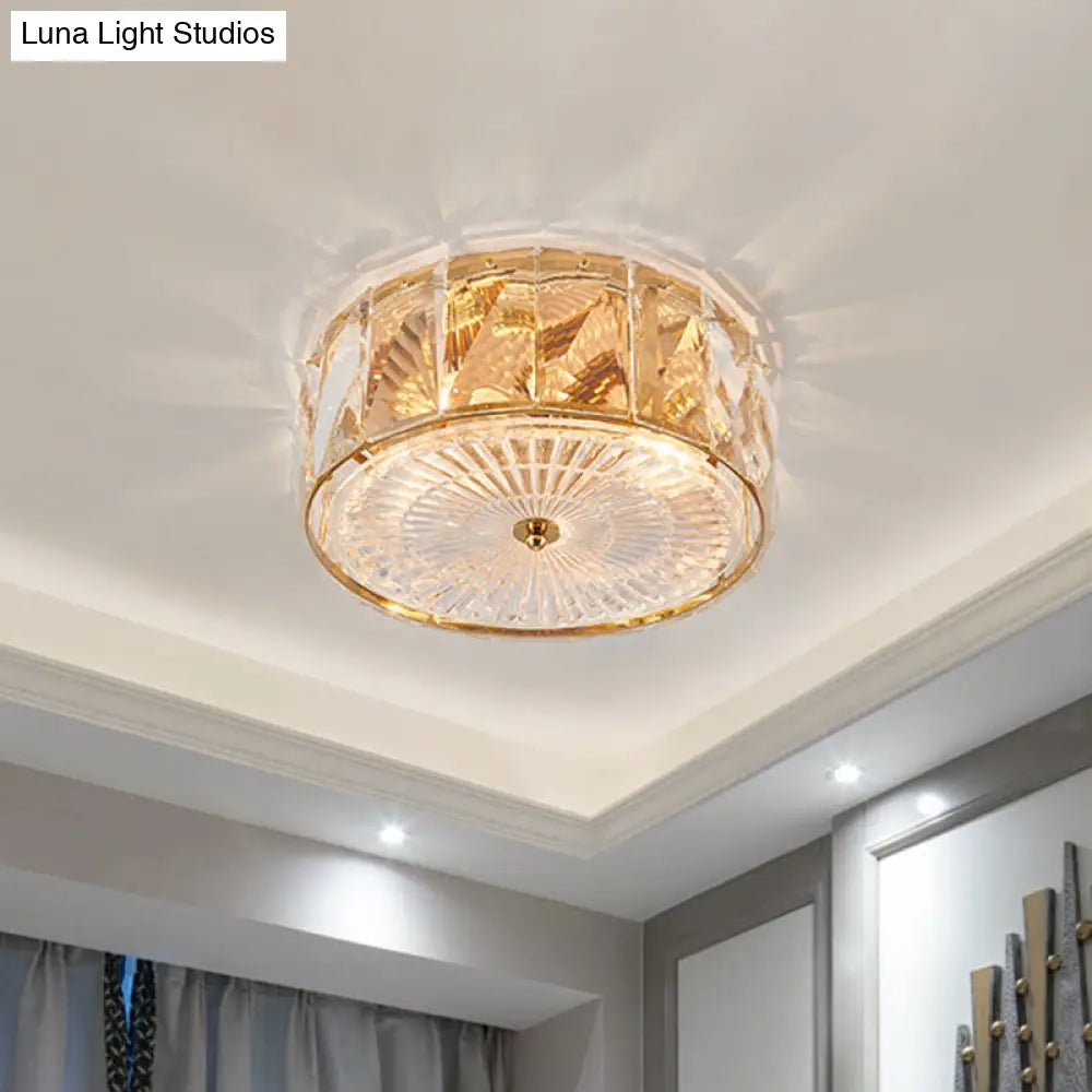 DecorBites™ DecorBites™ Modern Crystal LED Flush Mount Ceiling Lamp with Drum Design for Bedroom