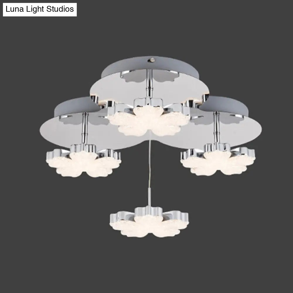 DecorBites™ DecorBites™ Modern Crystal LED Flush Mount Ceiling Light Fixture for Bedrooms - Chrome Petal Design