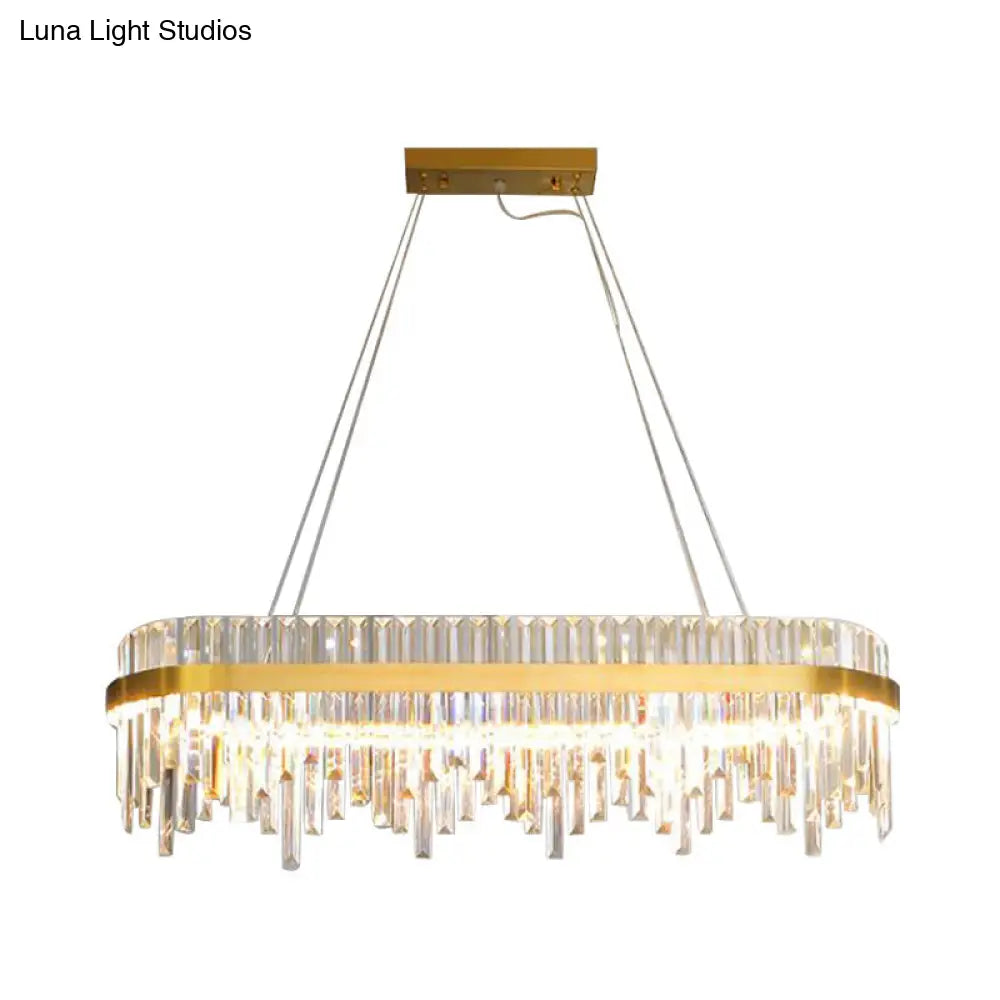 Lámpara de araña moderna de cristal LED dorado - Lámpara colgante de un nivel para comedor