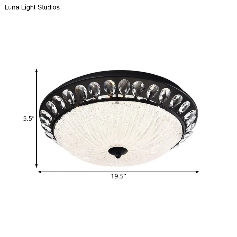 DecorBites™ DecorBites™ Modern Crystal Raindrop LED Flushmount Ceiling Light for Bedroom - Black Canopy Bowl Design