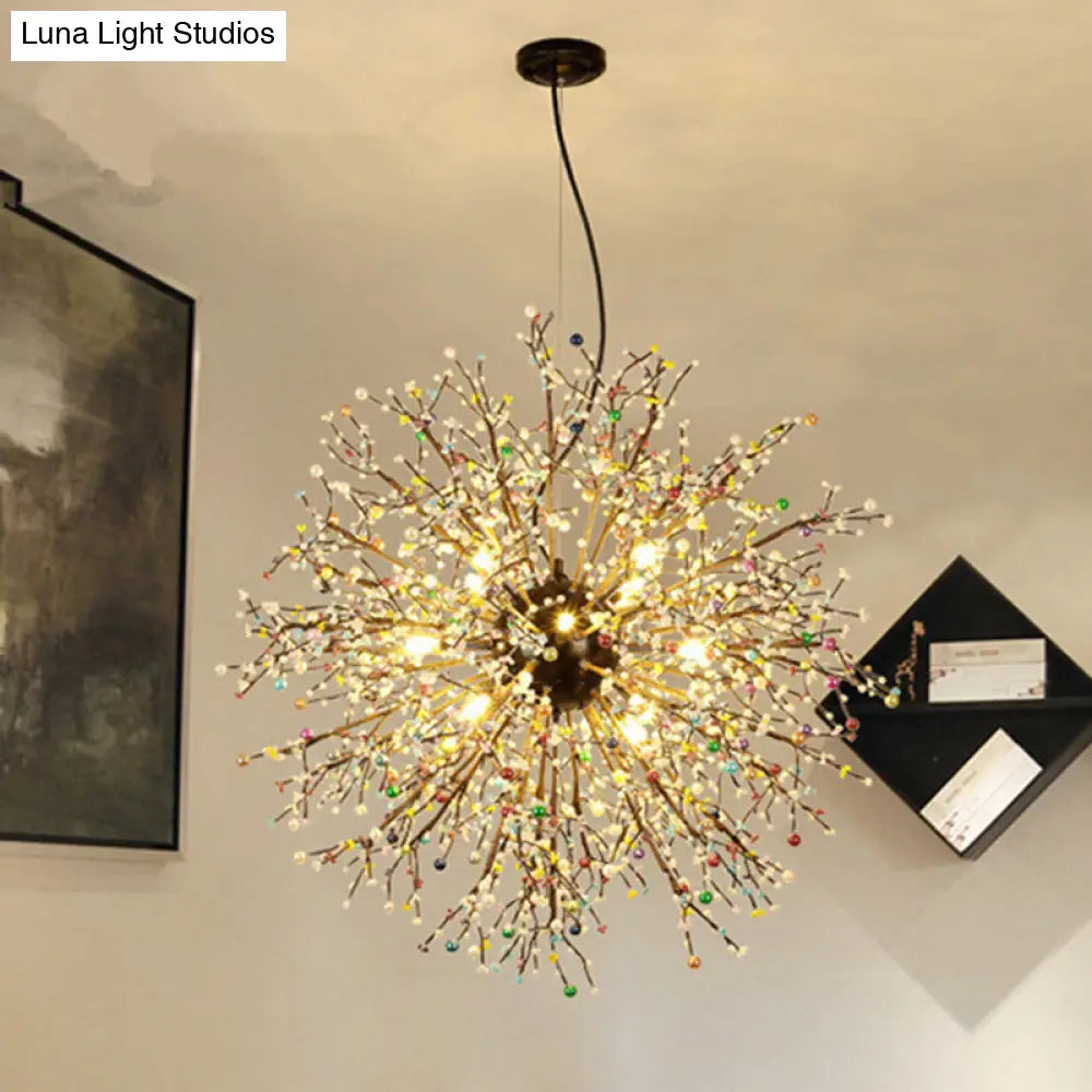 Lámpara de araña moderna de cristal con forma de estrella: 23,5"/31,5" de ancho, 8/12 luces, blanca/roja y verde