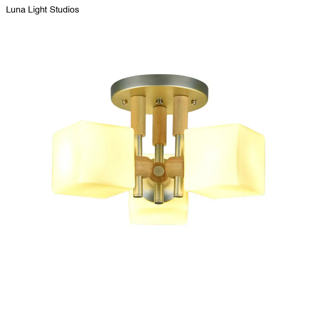 Lámpara de techo DecorBites™ Modern Cube de 3 luces, de cristal y madera