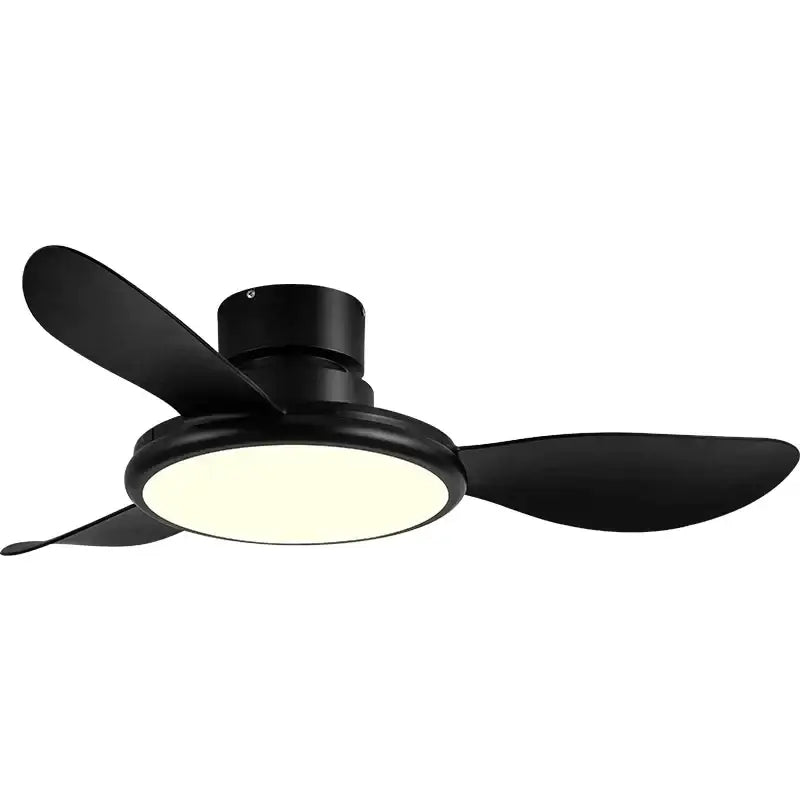 Modern dark wood led ceiling fan with integrated led ceiling light in black for living room with remote control