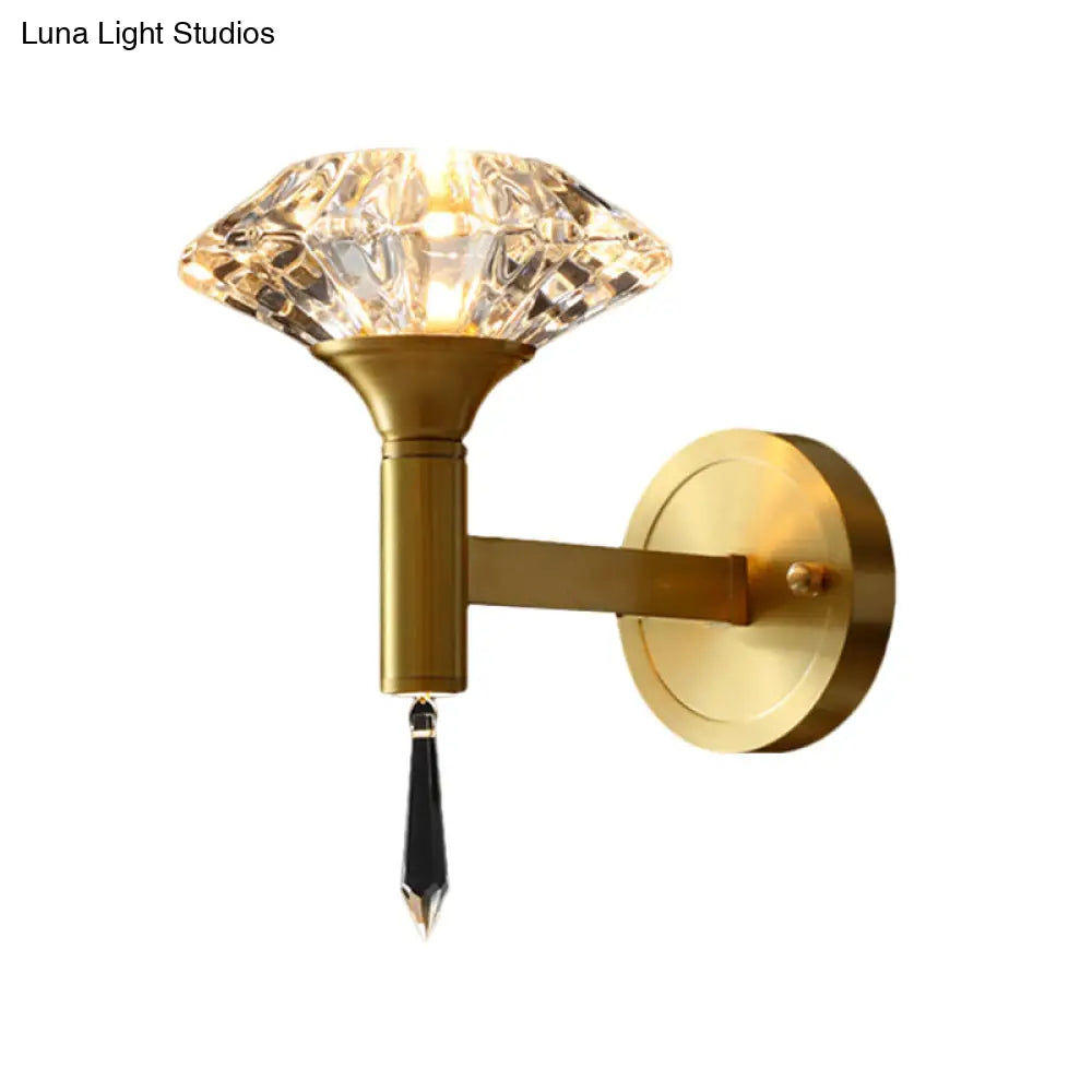 DecorBites™ DecorBites™ Modern Diamond Bevel Cut Crystal Wall Sconce: 1-Bulb Wall Light Fixture with Crystal Spears