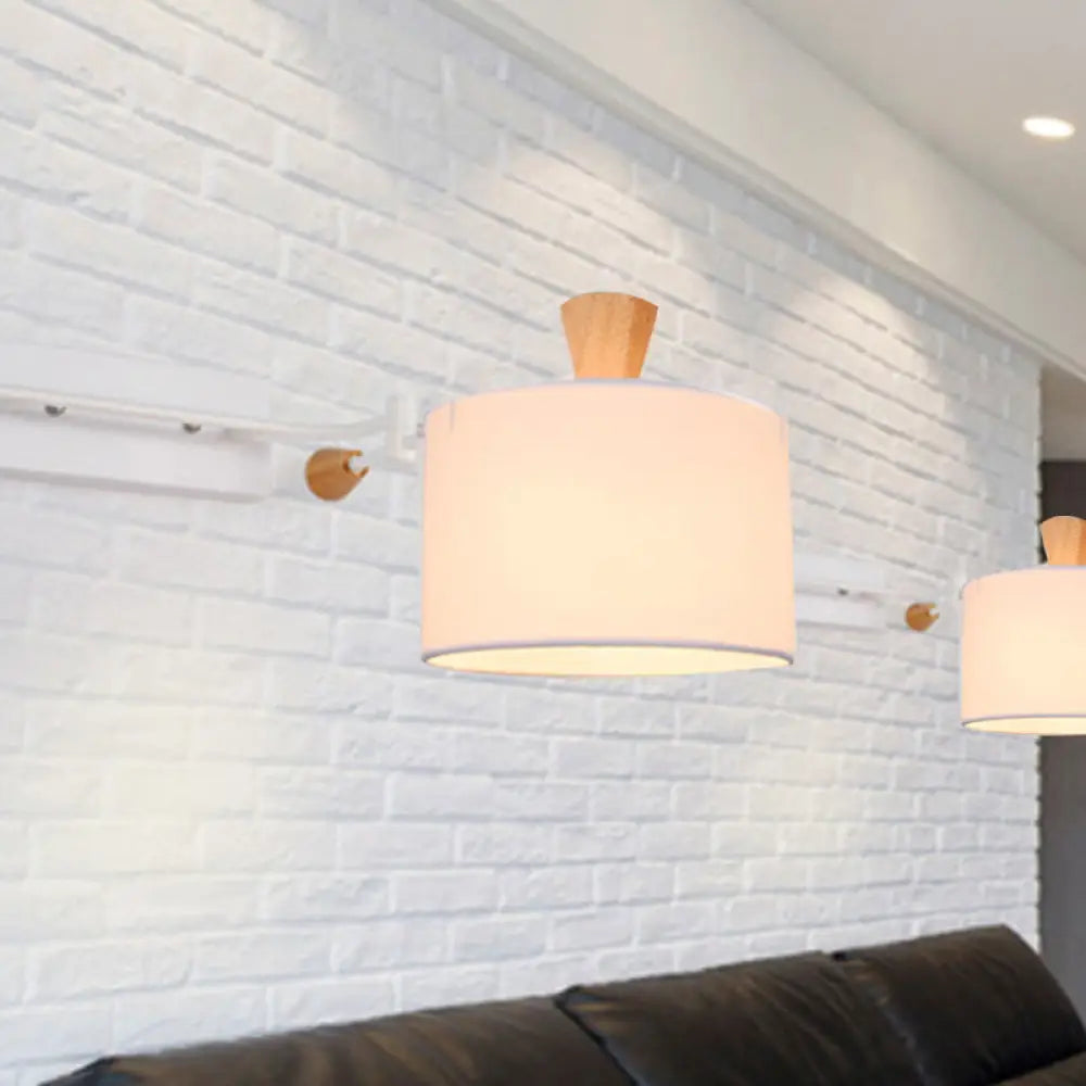 DecorBites™ DecorBites™ Modern Drum Wall Sconce Light in Black/White for Living Rooms