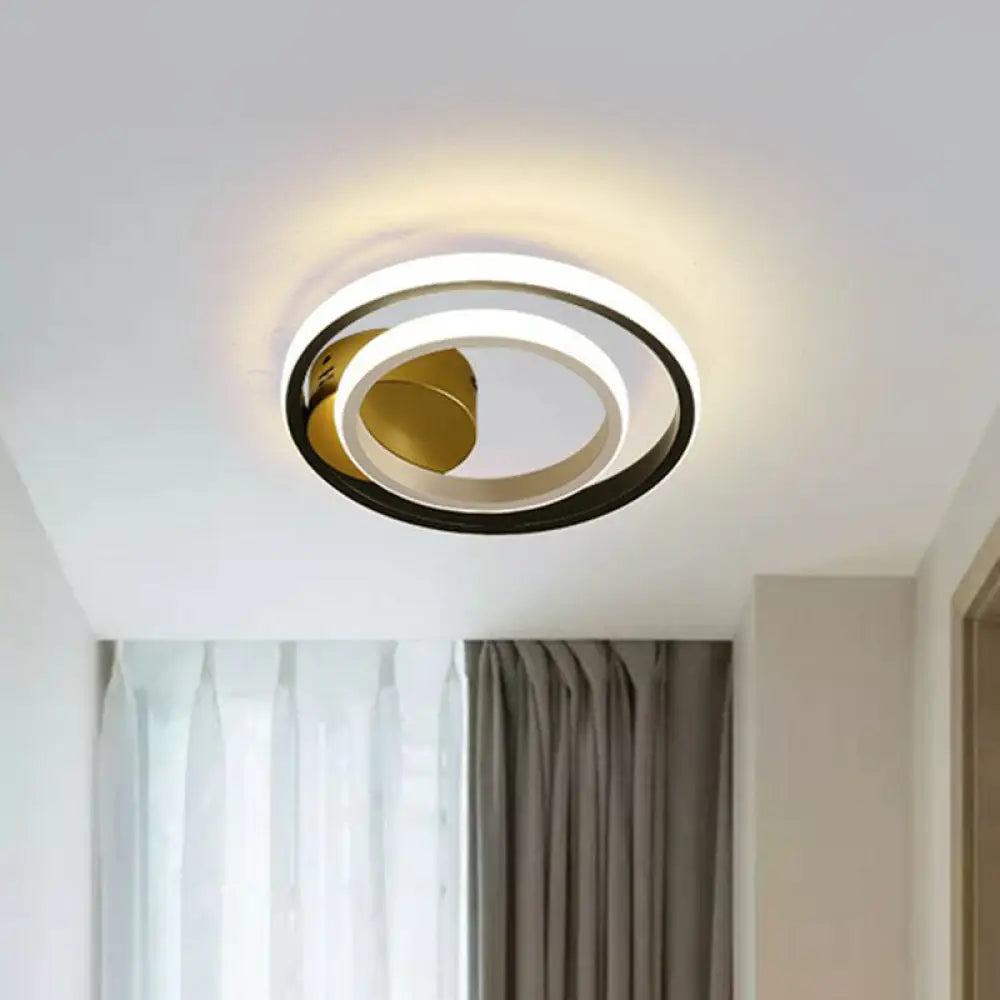 DecorBites™ DecorBites™ Modern Geometric LED Flush Ceiling Light in Black and White - Aluminum Finish