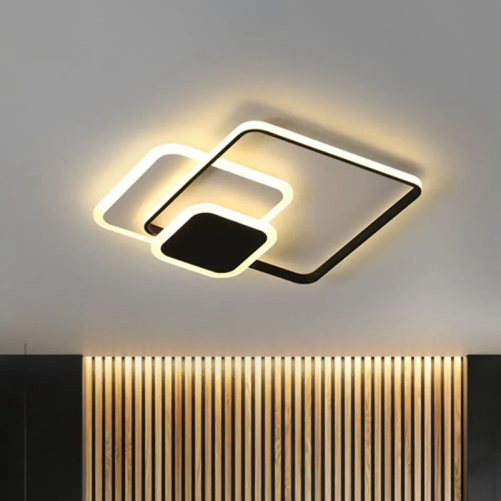 DecorBites™ DecorBites™ Modern Geometric LED Flush Mount in Black & White for Minimalist Bedrooms