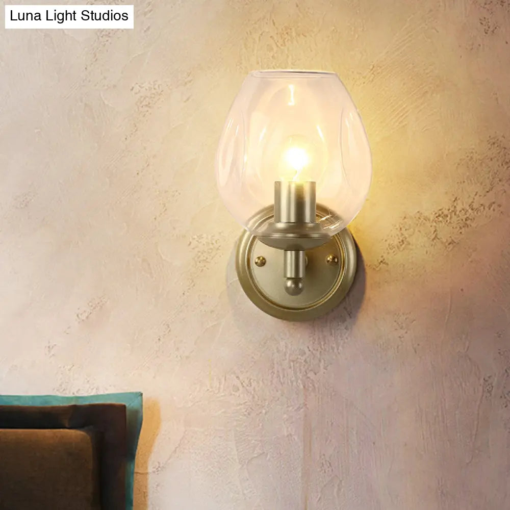 DecorBites™ DecorBites™ Modern Glass Cup Sconce with Dimpled Blown Glass, Wall Mounted Light Fixture in Gold