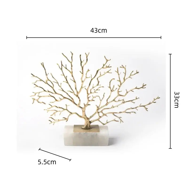 Modern gold coral tree sculpture with gold-toned metal branches and polished marble base decorbites coral tree decor