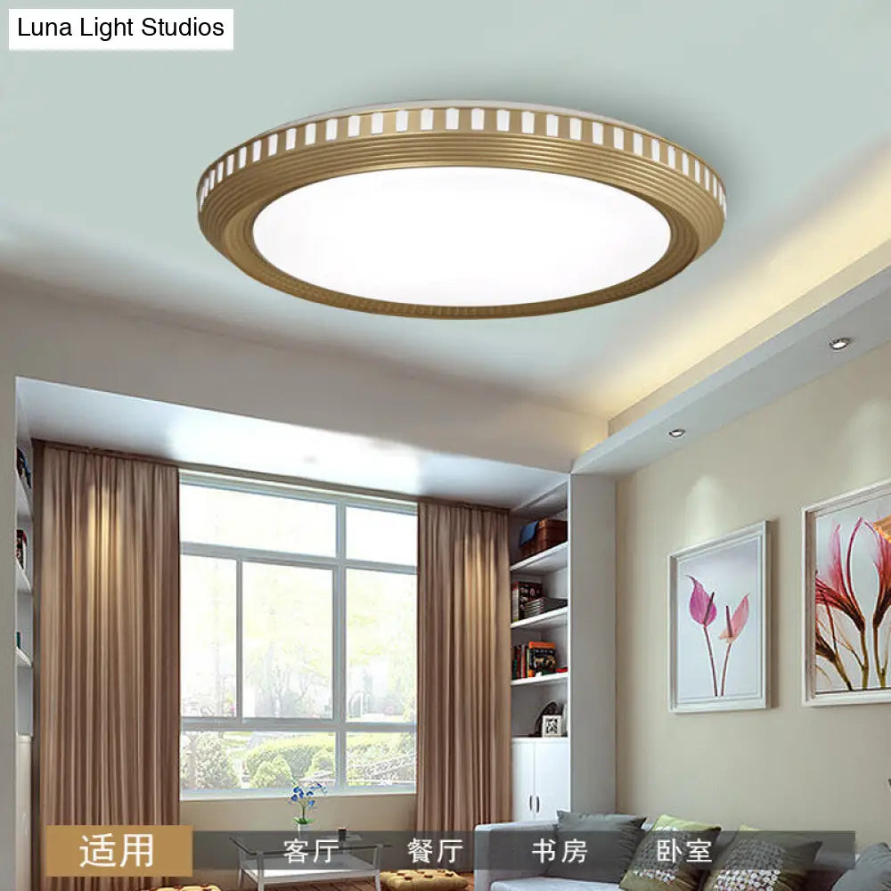 DecorBites™ DecorBites™ Modern Gold Flush Ceiling Light for Bedroom - Round Acrylic Shade, White/Warm Light
