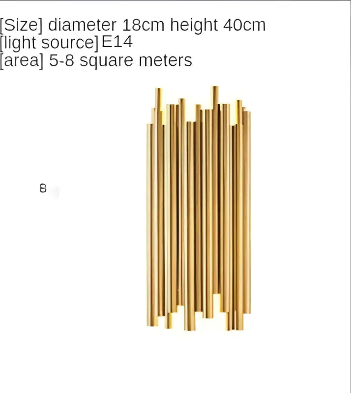 Modern gold led wall lamp featuring slender brass rods arranged vertically for elegant living room decorbites gold led sconce