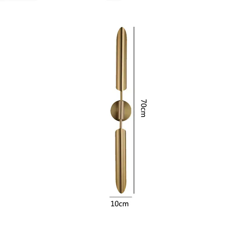 Modern gold led wall lamp with brushed brass finish and spherical bulb designed for living room wall lighting