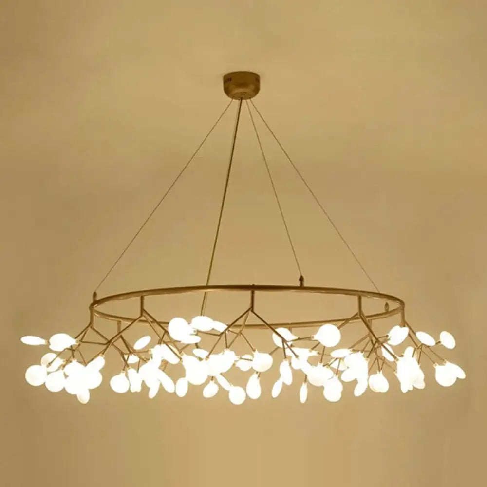 Modern Gold Orbicular LED Ceiling Pendant Light with Firefly Acrylic Chandelier Shade