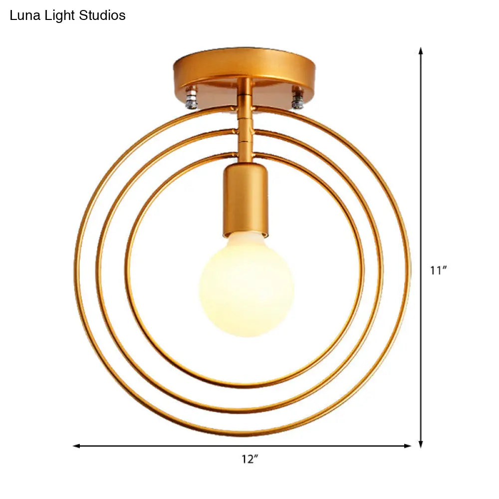 DecorBites™ DecorBites™ Modern Golden Flush Mount Ceiling Light with Triple Metal Ring - Ideal for Bedroom