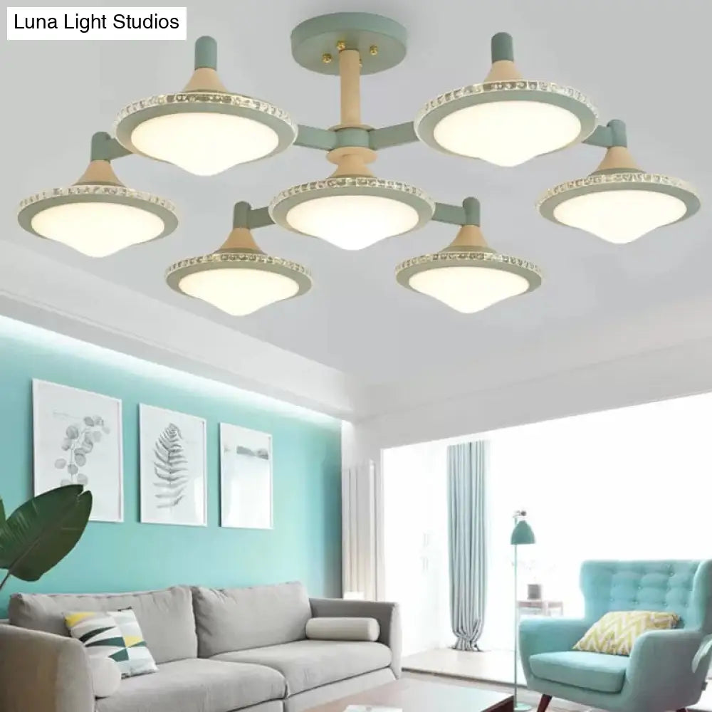 DecorBites™ DecorBites™ Modern Gyro Flush Mount Ceiling Light with 7 Wood Undertint Lights for Living Room