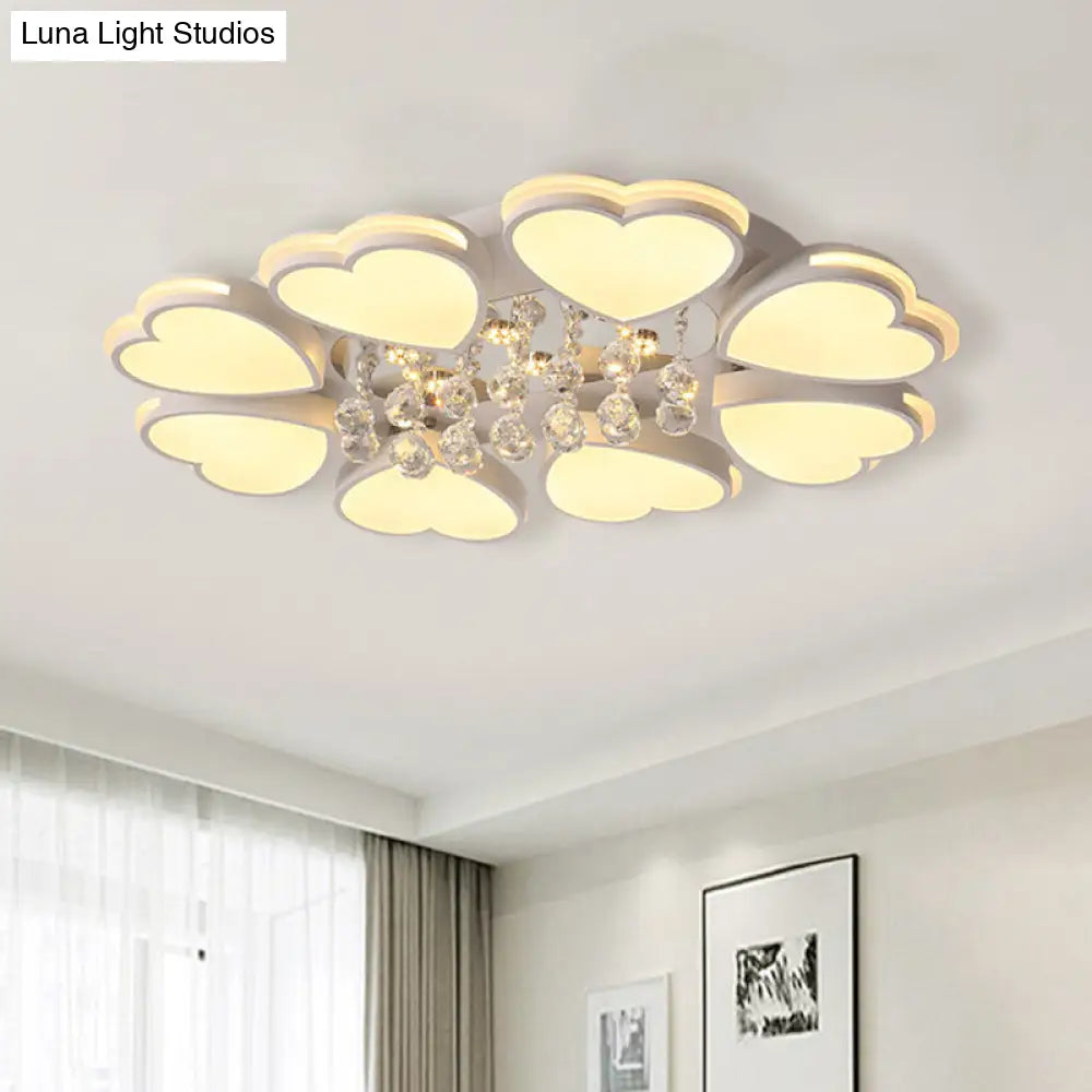 DecorBites™ DecorBites™ Modern Heart Shape Ceiling Light: Acrylic & Crystal Drop, 8-Head LED Flush Mount (Warm/White)