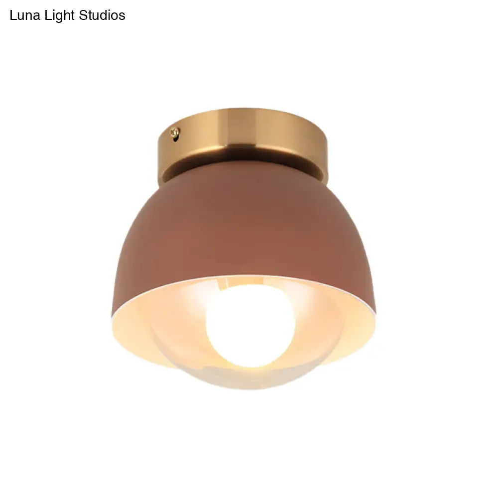 DecorBites™ DecorBites™ Modern Iron Dome Flush Mount Ceiling Lamp with 1 Head Flush Lighting - Coffee Shade