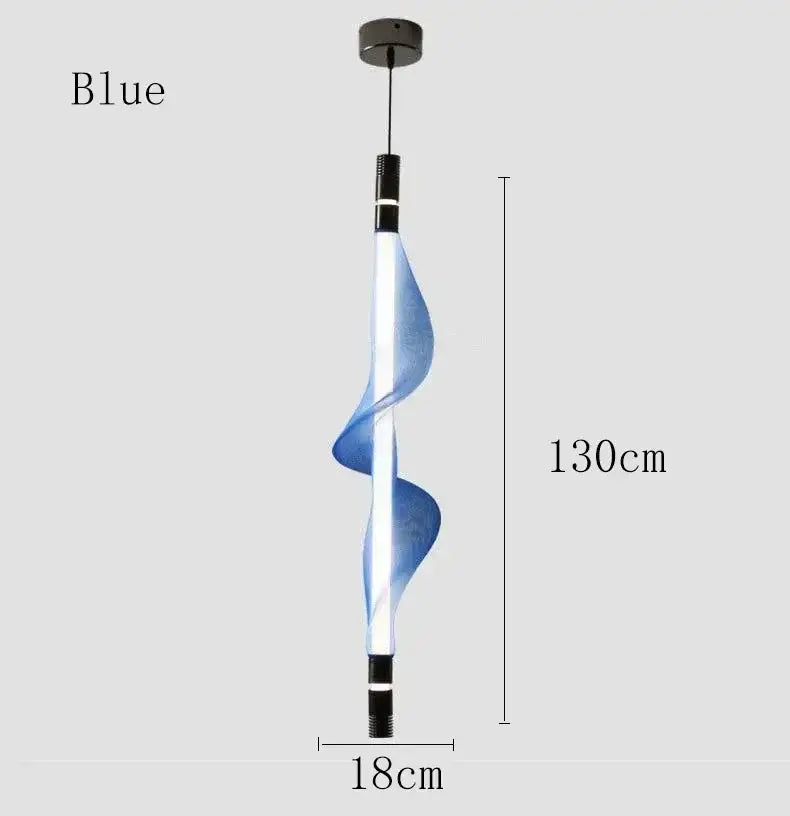 Blue led spiral pendant light with sleek metallic accents modern italian style pendant for kitchen and dining room decorbites italian style