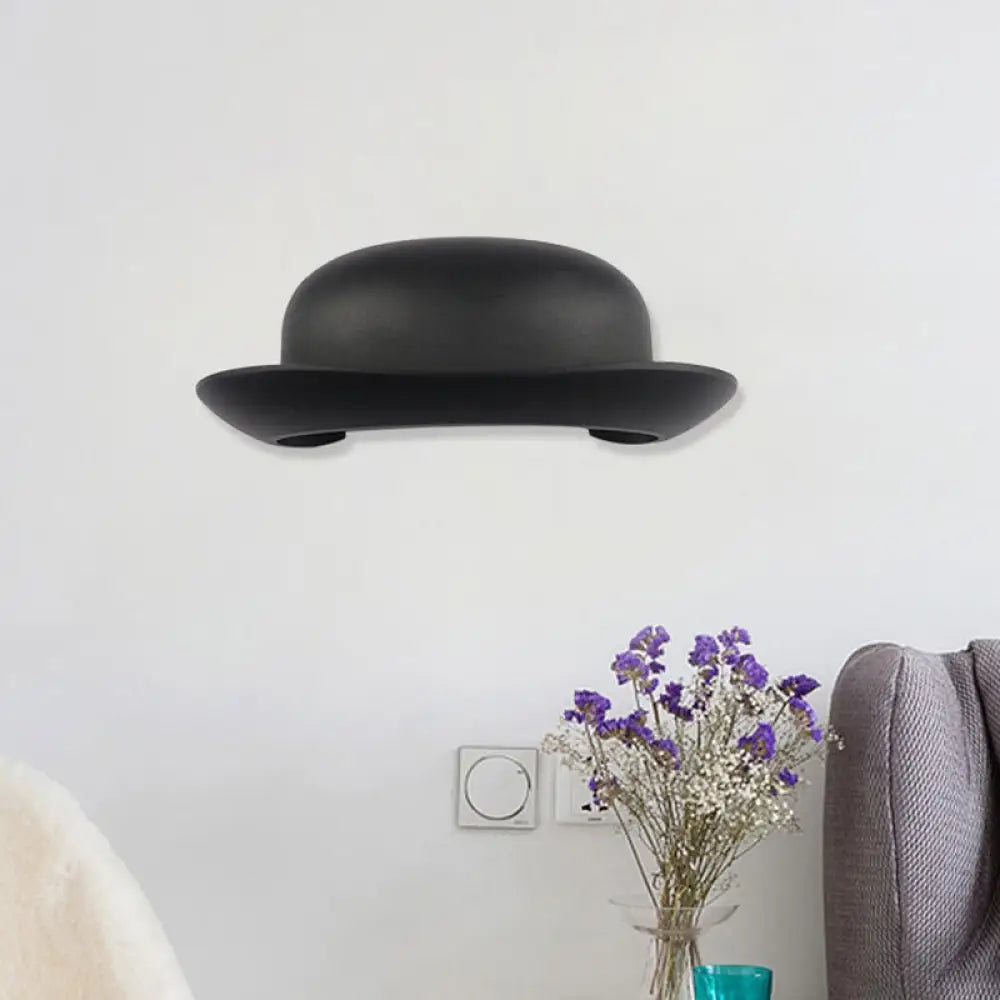 DecorBites™ DecorBites™ Modern LED Bedroom Sconce Light in Black with Hat Metal Shade, Warm/Natural Lighting