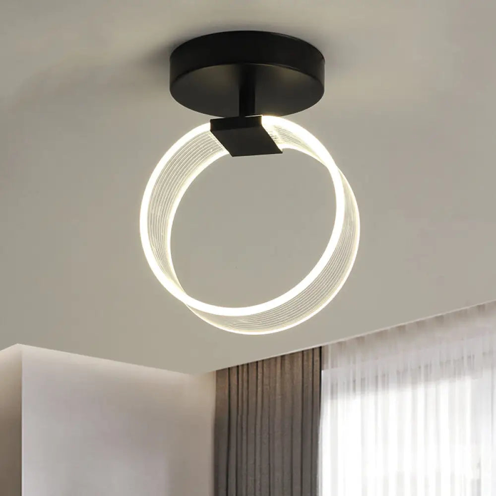 DecorBites™ DecorBites™ Modern LED Corridor Ceiling Lamp - Black/Gold Semi Flush Mount with Acrylic Shade