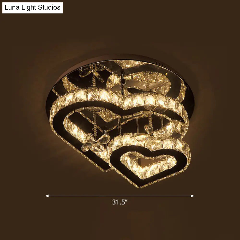 Lámpara de techo DecorBites™ Moderna LED con forma de corazón de cristal - Biselada, transparente, semiempotrada