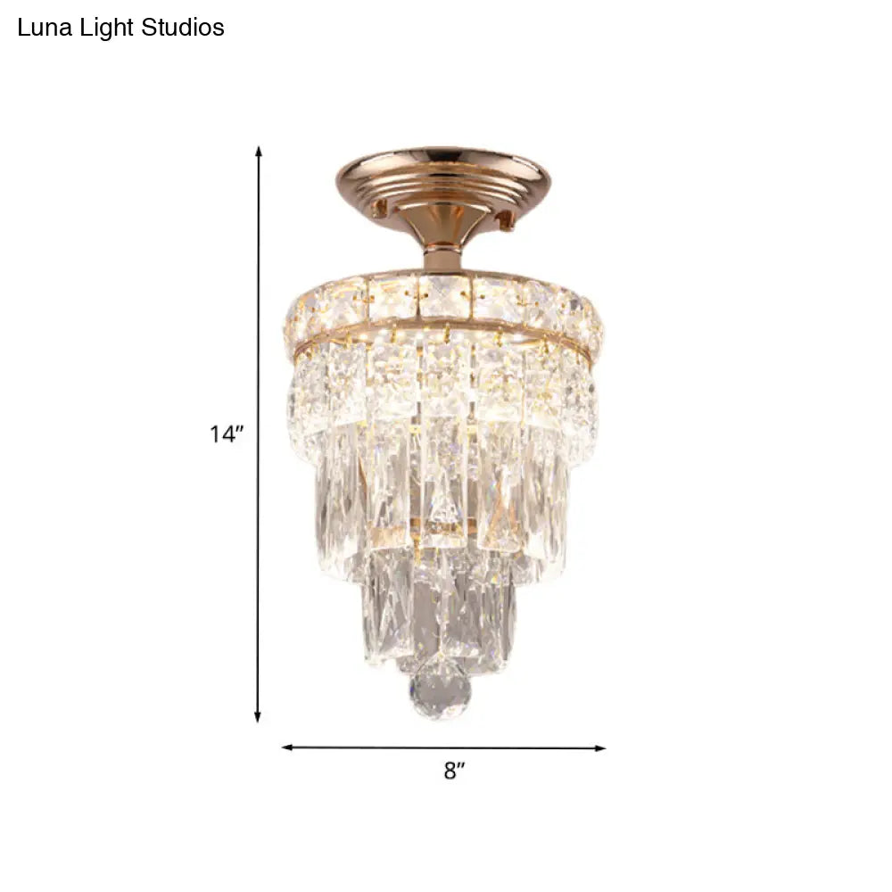 DecorBites™ DecorBites™ Modern LED Crystal Semi Flush Ceiling Light in Gold Tone