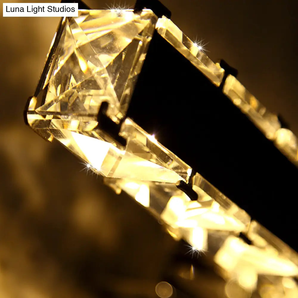Modern LED Crystal Vanity Mirror Light Sconce - 11.5"/16.5" Wide Rectangle - White Wall Lighting for Bathroom