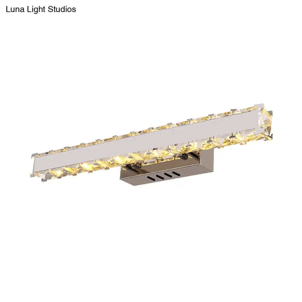 Modern LED Crystal Vanity Mirror Light Sconce - 11.5"/16.5" Wide Rectangle - White Wall Lighting for Bathroom