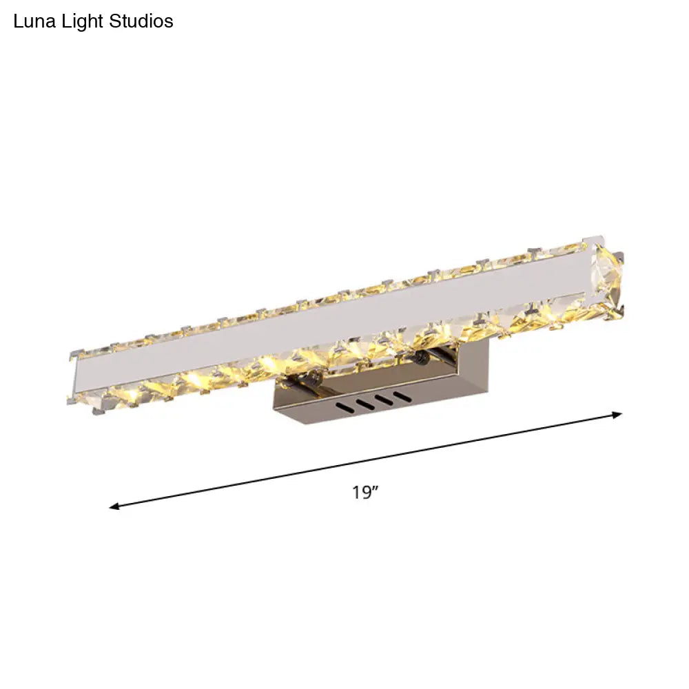 Modern LED Crystal Vanity Mirror Light Sconce - 11.5"/16.5" Wide Rectangle - White Wall Lighting for Bathroom