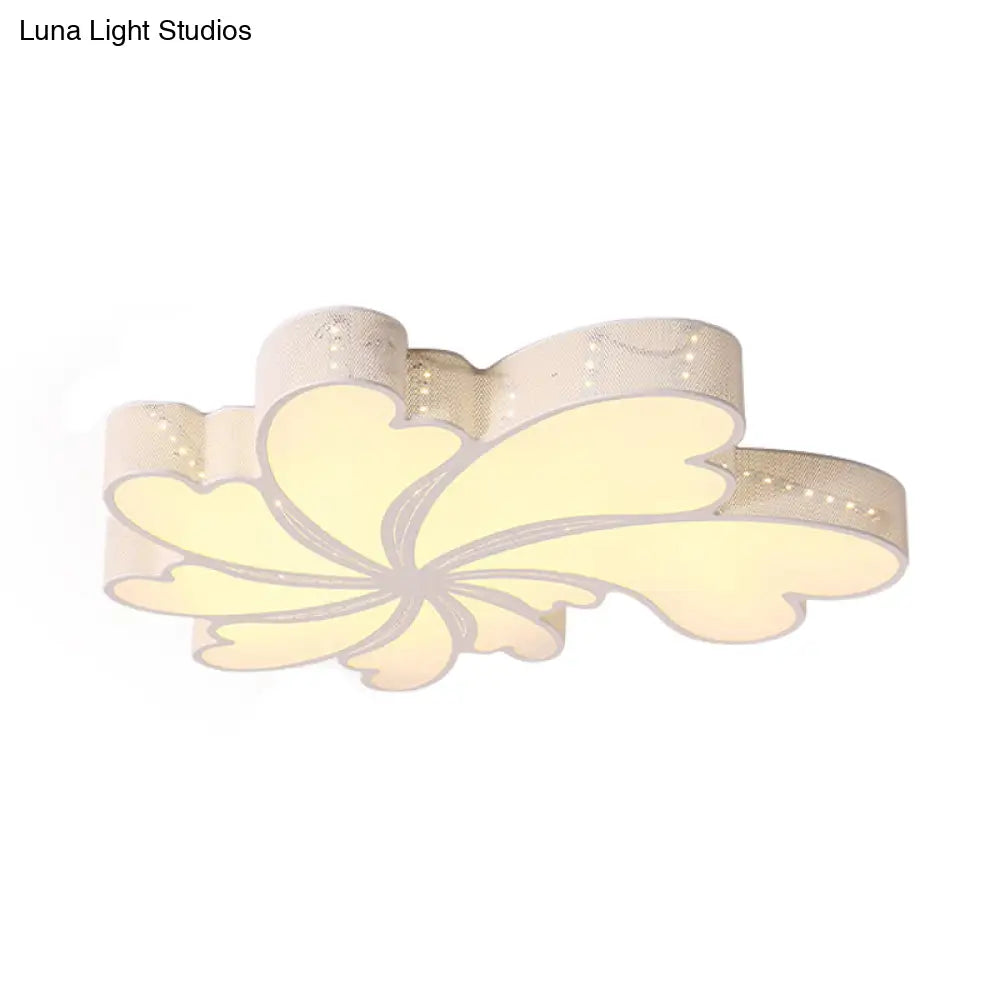 DecorBites™ DecorBites™ Modern LED Flower Bedroom Flush Mount Light in White with Iron Frame