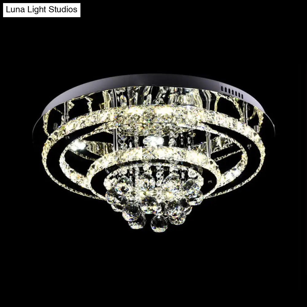 DecorBites™ DecorBites™ Modern LED Flush Mount Ceiling Light with Dual Crystal Frame in Chrome - Ideal for Bedrooms