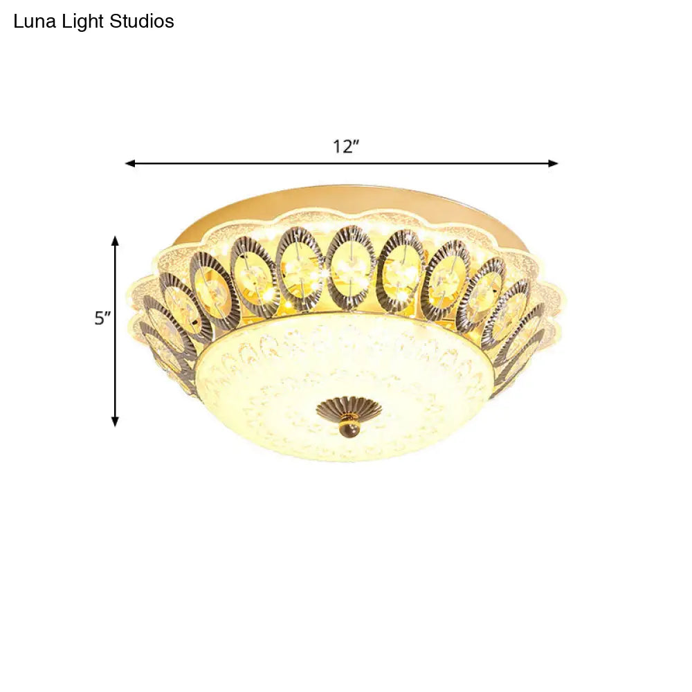 DecorBites™ DecorBites™ Modern LED Gold Flush Mount Fixture with Clear Crystal Flowers for Living Room