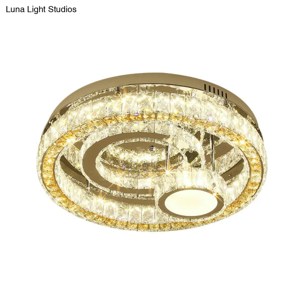 DecorBites™ DecorBites™ Luminaria LED semiempotrada moderna: Acabado en acero inoxidable con bloques de cristal