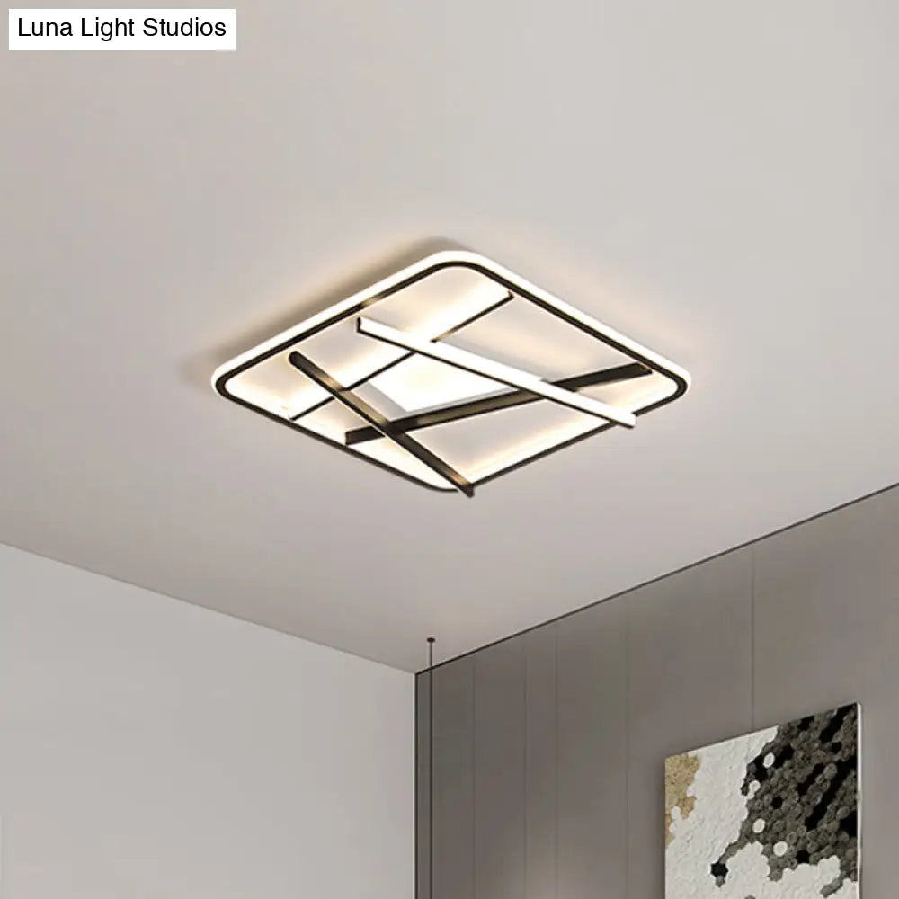 DecorBites™ DecorBites™ Modern LED Square and Line Flush Mount Ceiling Lamp in White/Warm Light for Bedroom