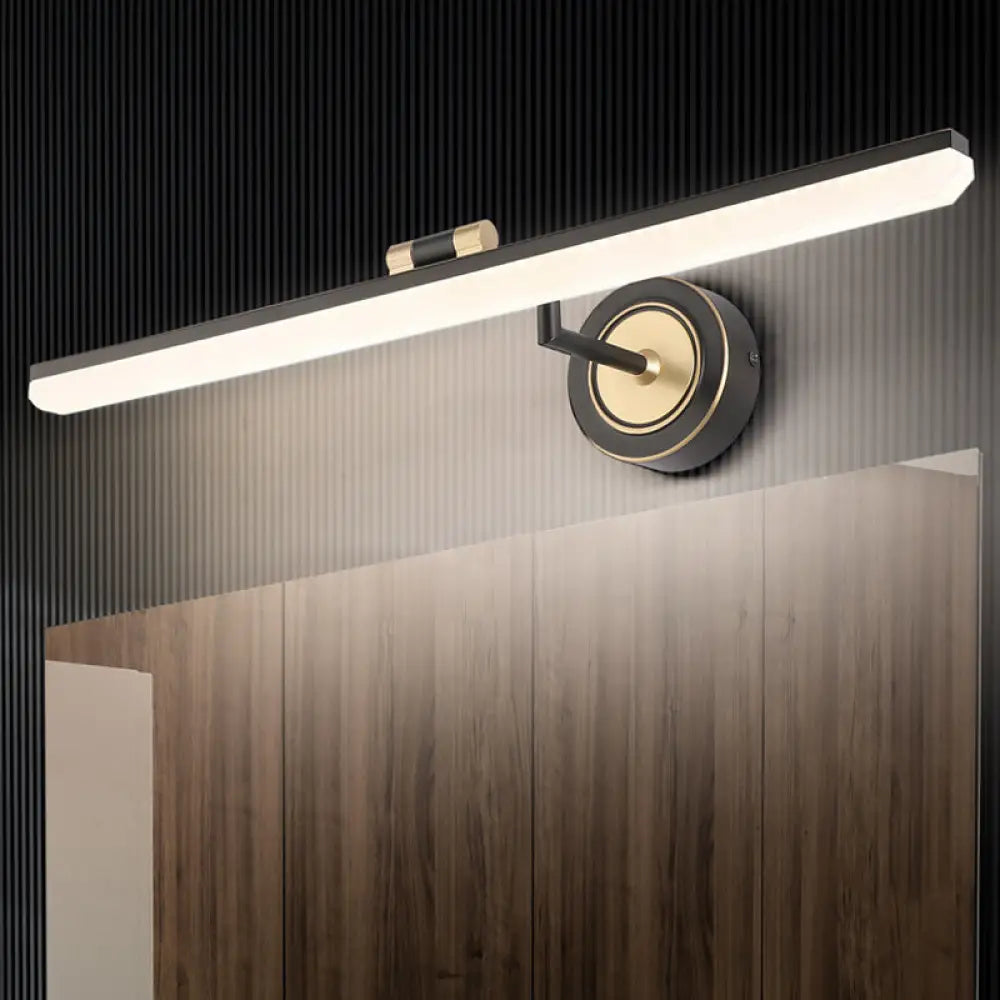 Modern Linear LED Bathroom Vanity Light Fixture in Black/Gold - Minimalist Wall Lighting