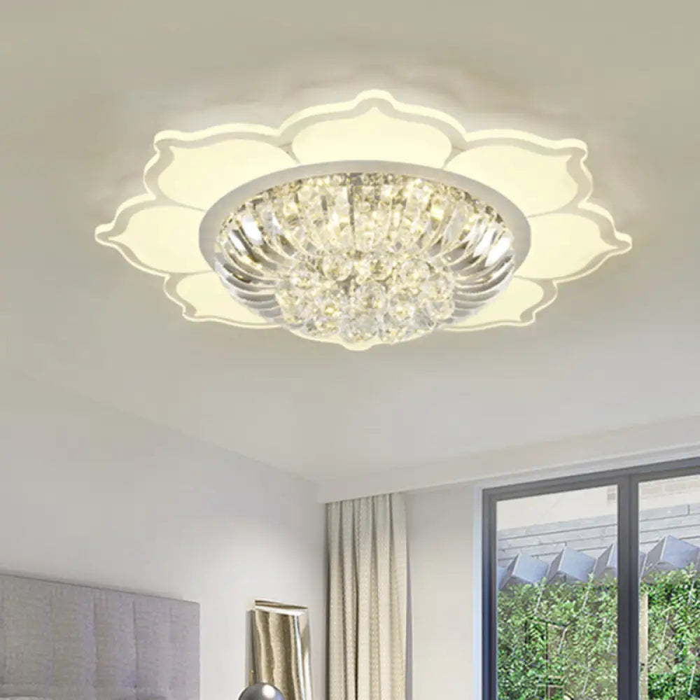 DecorBites™ DecorBites™ Modern Lotus Prismatic Crystal LED Ceiling Light Fixture in Warm/White Light - Flush Mount